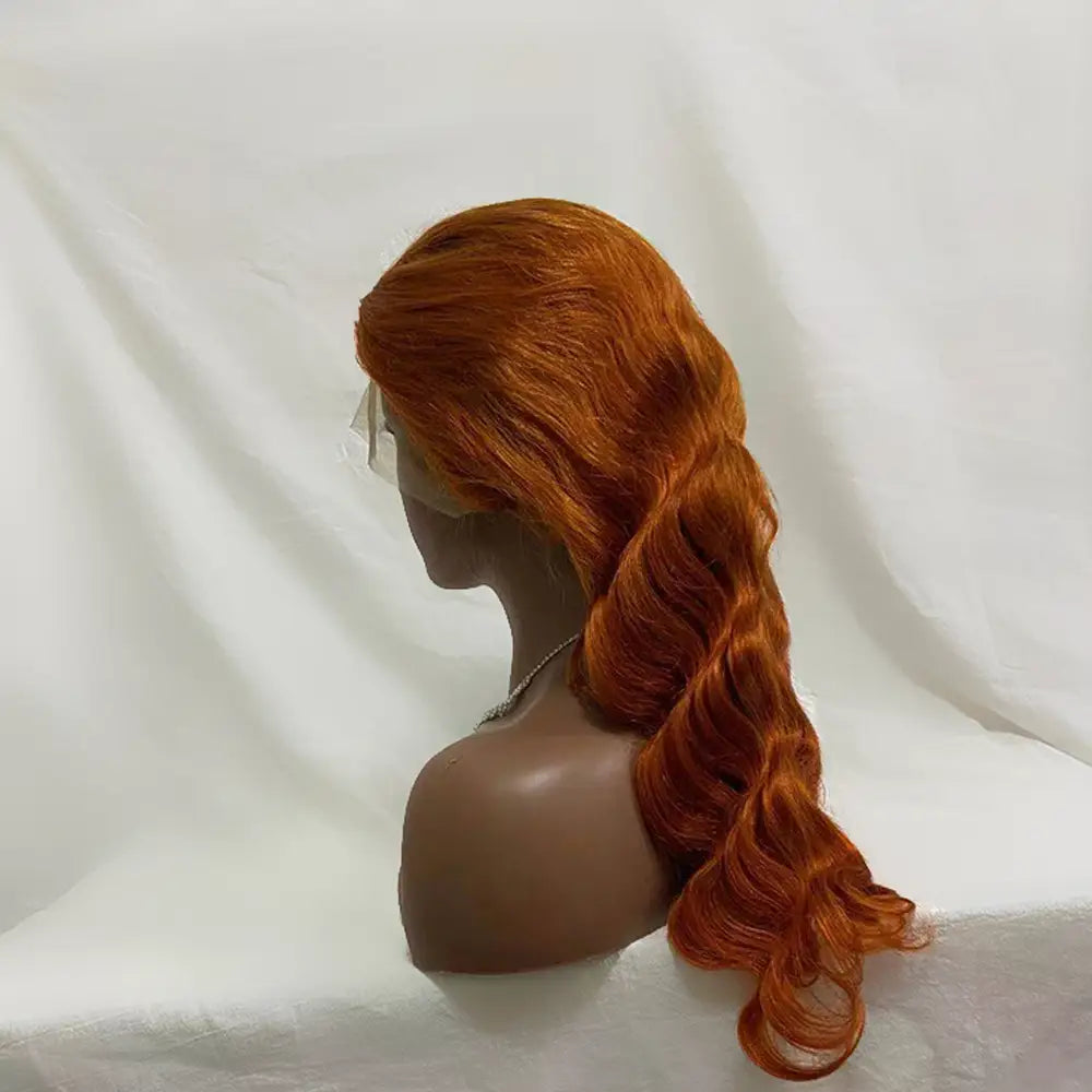 #350 Orange Ginger Body Wave Full 13x4 Frontal transparent Lace Wig Color Wig - Frontal Wig