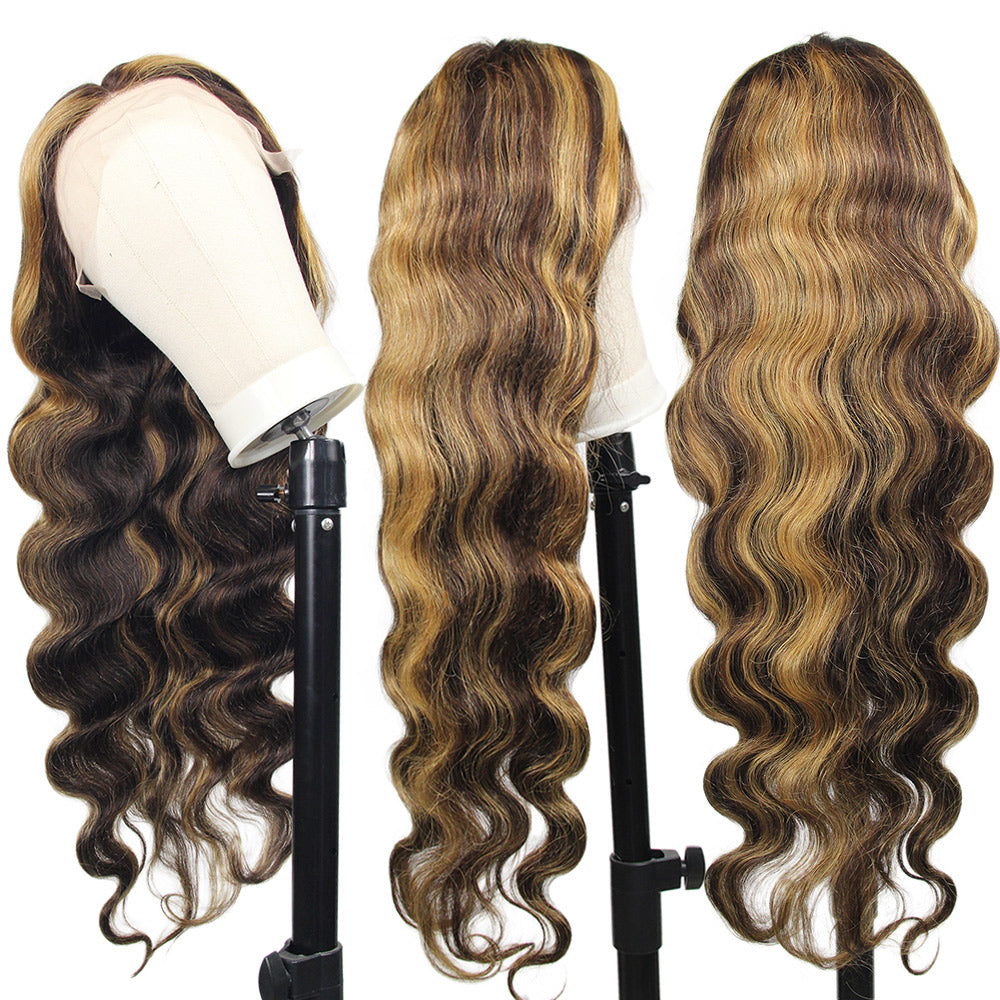 #4/27 Highlight Body Wave Full 13x4 Frontal transparent Lace Wig Color Wig - Frontal Wig
