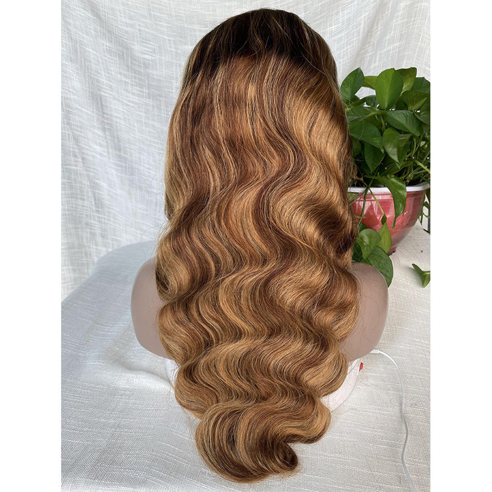 #4/27 Highlight Body Wave Full 13x4 Frontal transparent Lace Wig Color Wig - Frontal Wig