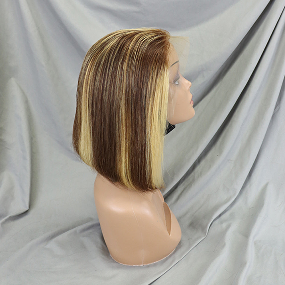 #4/27 Highlight Straight Full 13x4 Frontal transparent Lace Bob Style Wig Color Wig - Color Wig