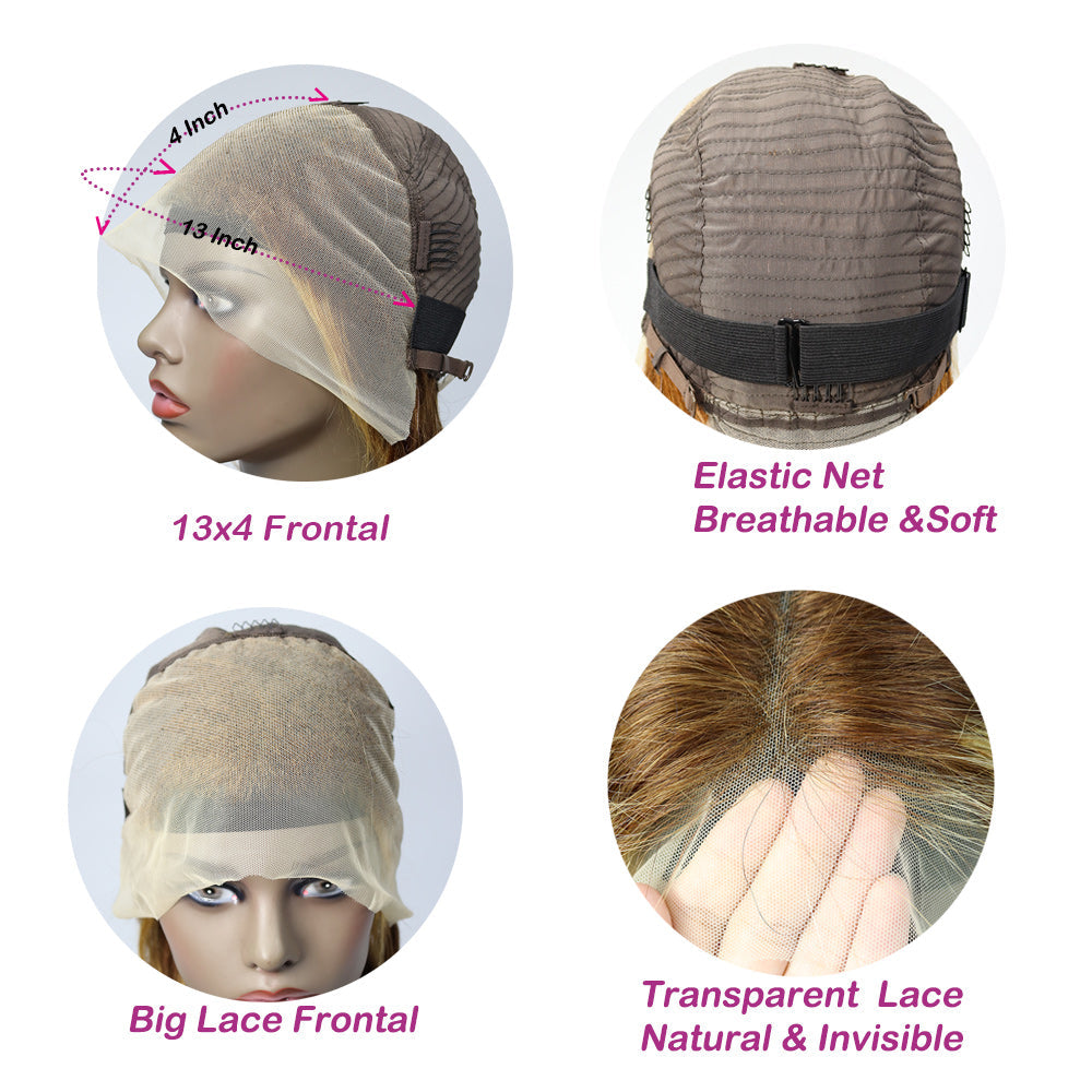 #4/27 Highlight Straight Full 13x4 Frontal transparent Lace Bob Style Wig Color Wig - Color Wig