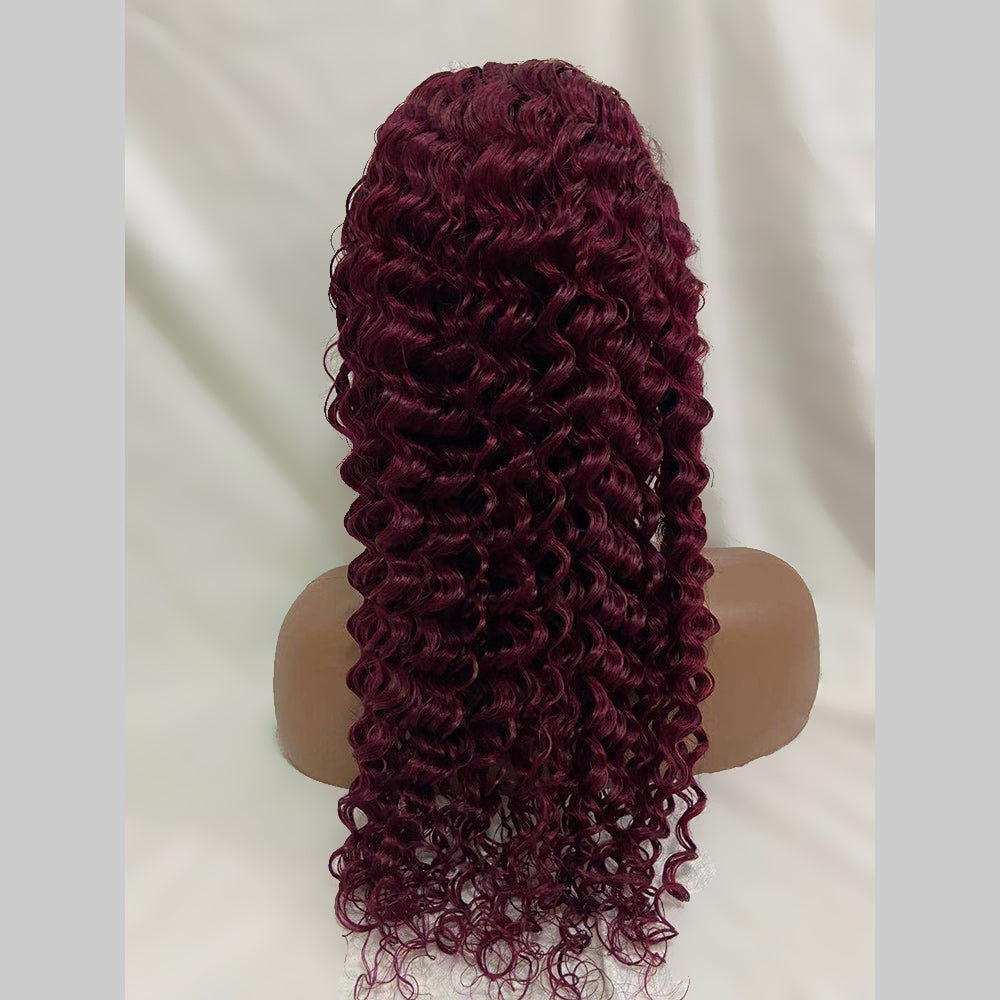 #99J Depp Wave Full 13x4 Frontal transparent Lace Wig Color Wig - Frontal Wig