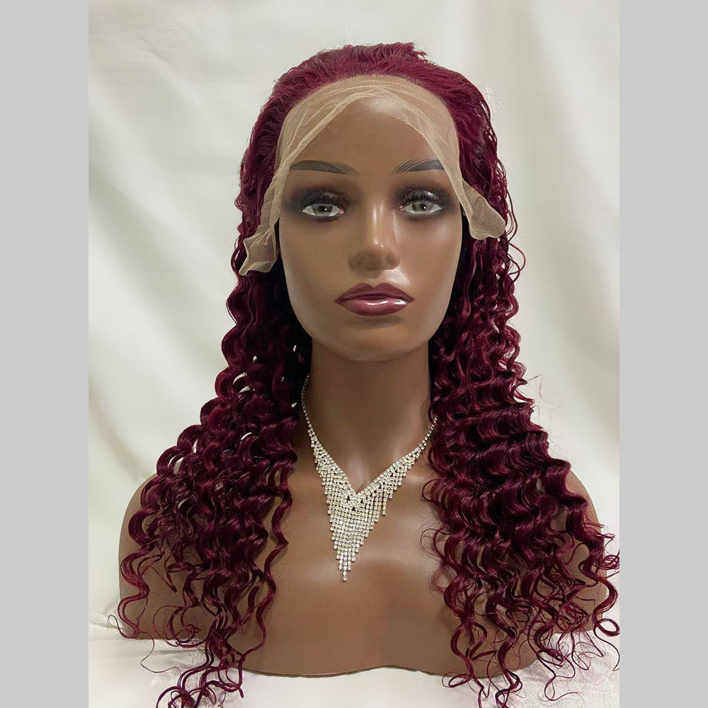#99J Depp Wave Full 13x4 Frontal transparent Lace Wig Color Wig - Frontal Wig