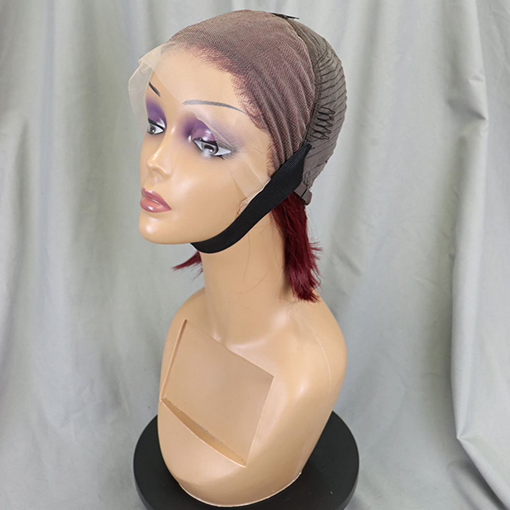#99J Straight Full 13x4 Frontal transparent Lace Bob Style Wig Color Wig Free Shipping - Color Wig
