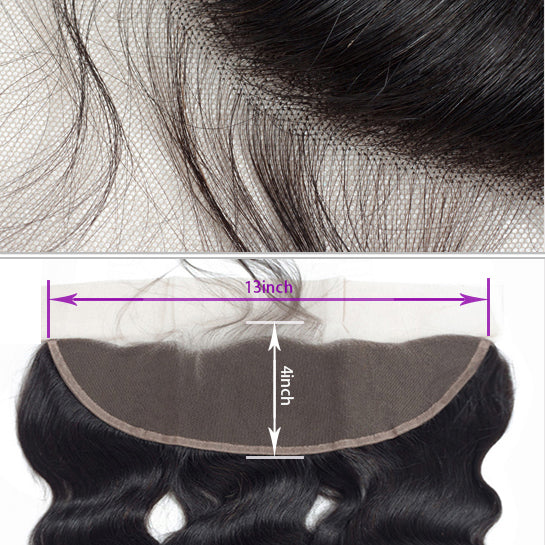 Body Wave 13*4 Transparent Lace Frontal #1B Natural Black - Frontal