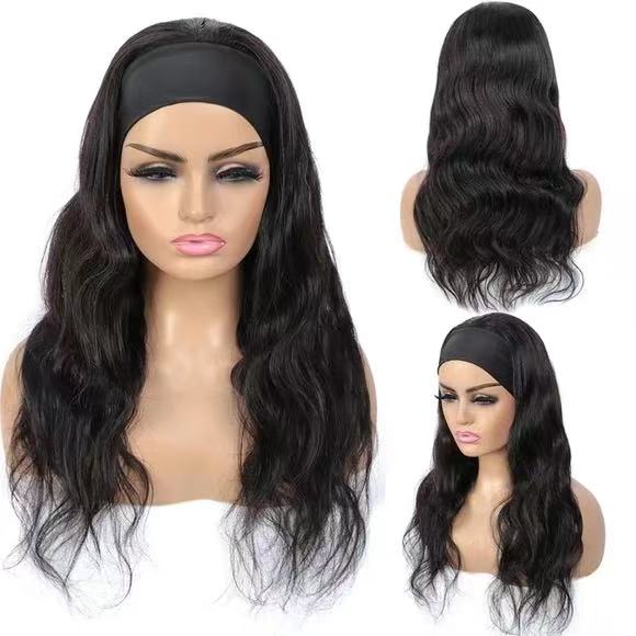 Body Wave #1B Natural Black Flexible 180% Density Beginner Friendly Headband Wig - Headband Wig