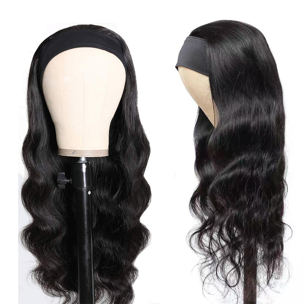Body Wave #1B Natural Black Flexible 180% Density Beginner Friendly Headband Wig - Headband Wig