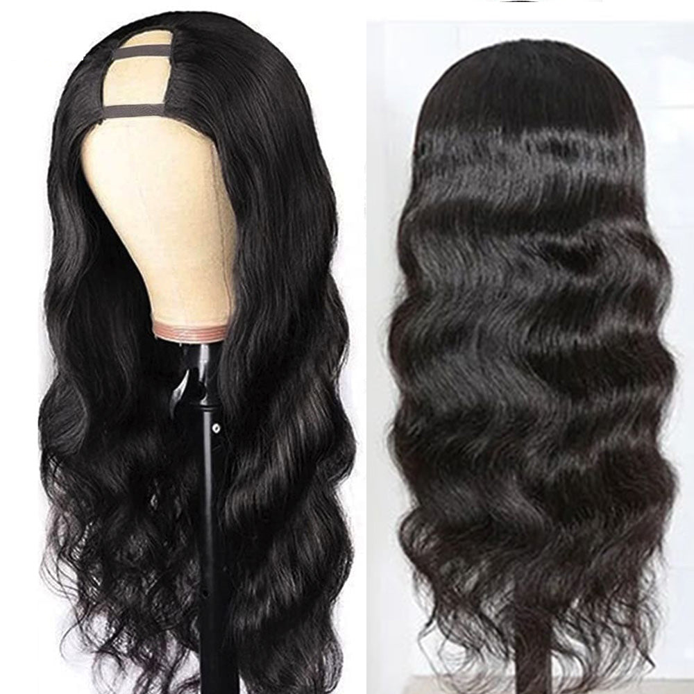 Body Wave #1B Natural Black U Part Wigs 100% Virgin Human Hair 180% Density Free Shipping - U Part Wig
