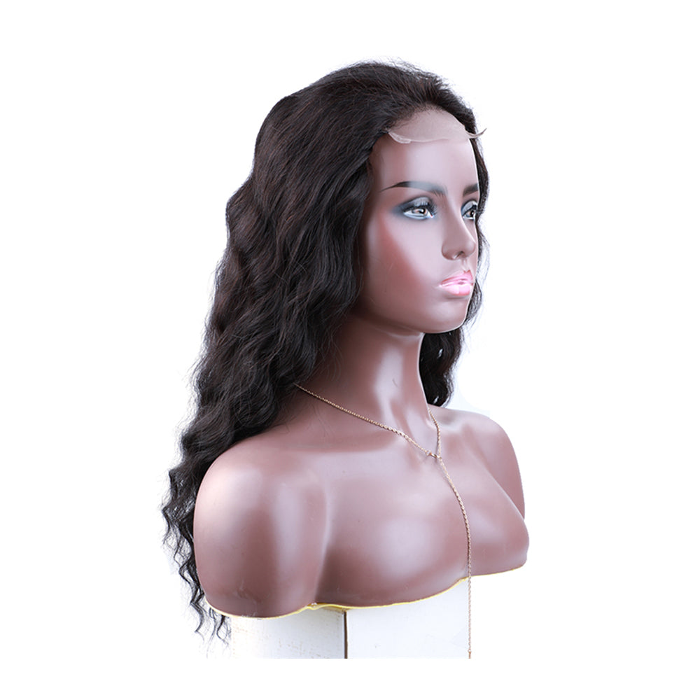 Body Wave 4x4 Closure transparent Lace Wig #1B Natural Black Free Shipping - Closure Wig
