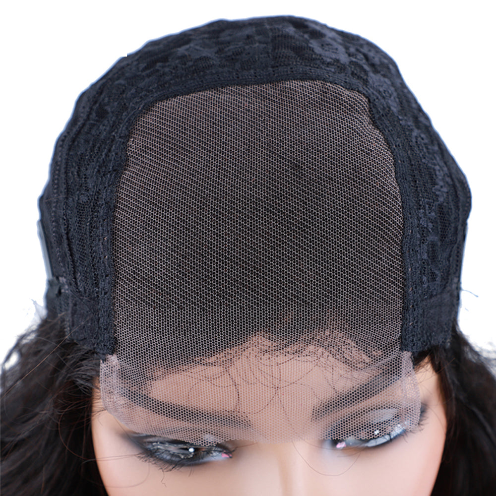 Body Wave 4x4 Closure transparent Lace Wig #1B Natural Black Free Shipping - Closure Wig