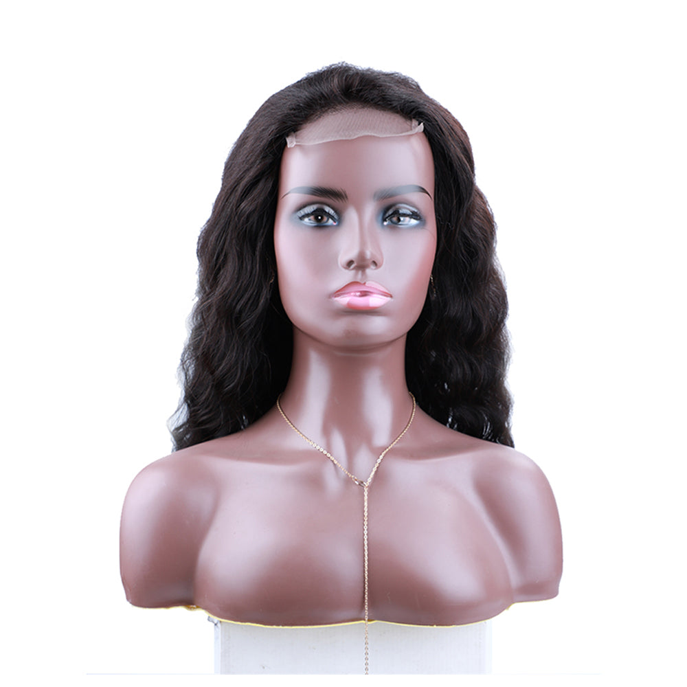 Body Wave 4x4 Closure transparent Lace Wig #1B Natural Black Free Shipping - Closure Wig