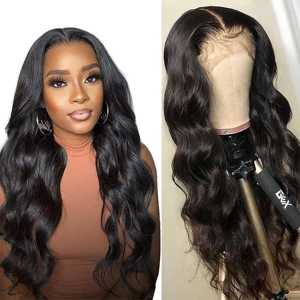 Body Wave Full 13x4 Frontal HD Lace Wig #1B Natural Black Free Shipping - Frontal Wig