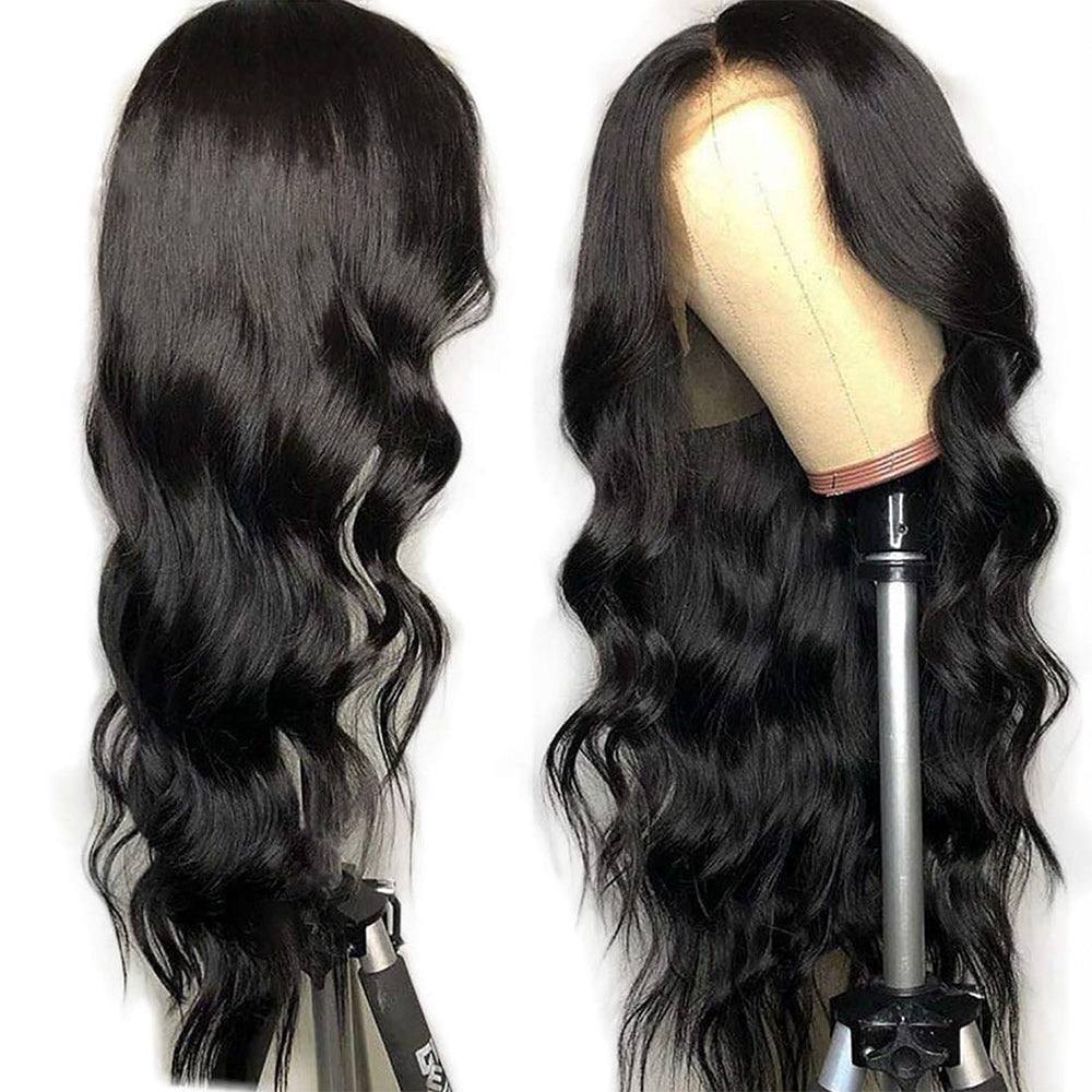 Body Wave Full 13x4 Frontal transparent Lace Wig #1B Natural Black - Frontal Wig