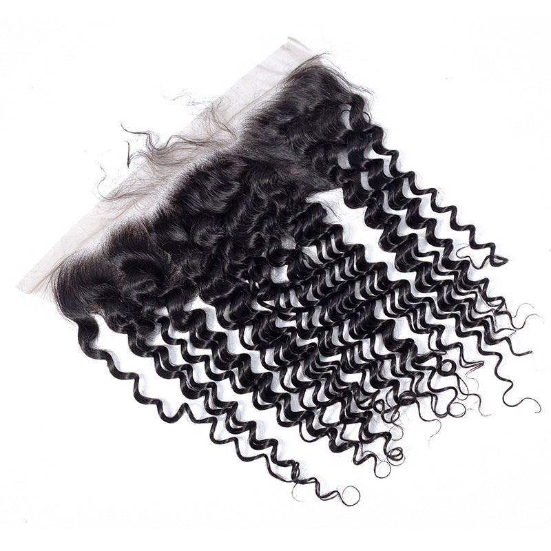 Deep Wave 13*4 Transparent Lace Frontal #1B Natural Black - Frontal