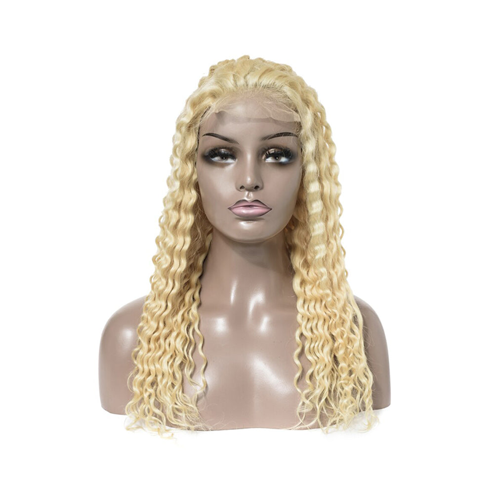 Deep Wave 4x4 Closure transparent Lace Wig #613 Blonde Color Wig Free Shipping - Closure Wig