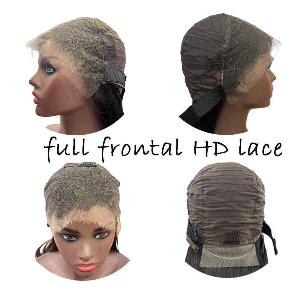 Deep Wave Full 13x4 Frontal HD Lace Wig #1B Natural Black Free Shipping - Frontal Wig