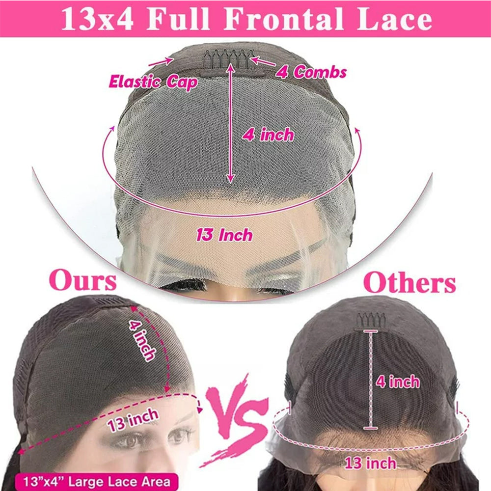 Deep Wave Full 13x4 Frontal transparent Lace Wig #1B Natural Black - Frontal Wig
