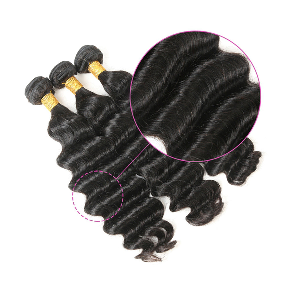 Exclusive 12A Loose Deep Curly 100% Virgin Human Hair(100grams/bundle) Natural Black - Virgin Hair Bundle