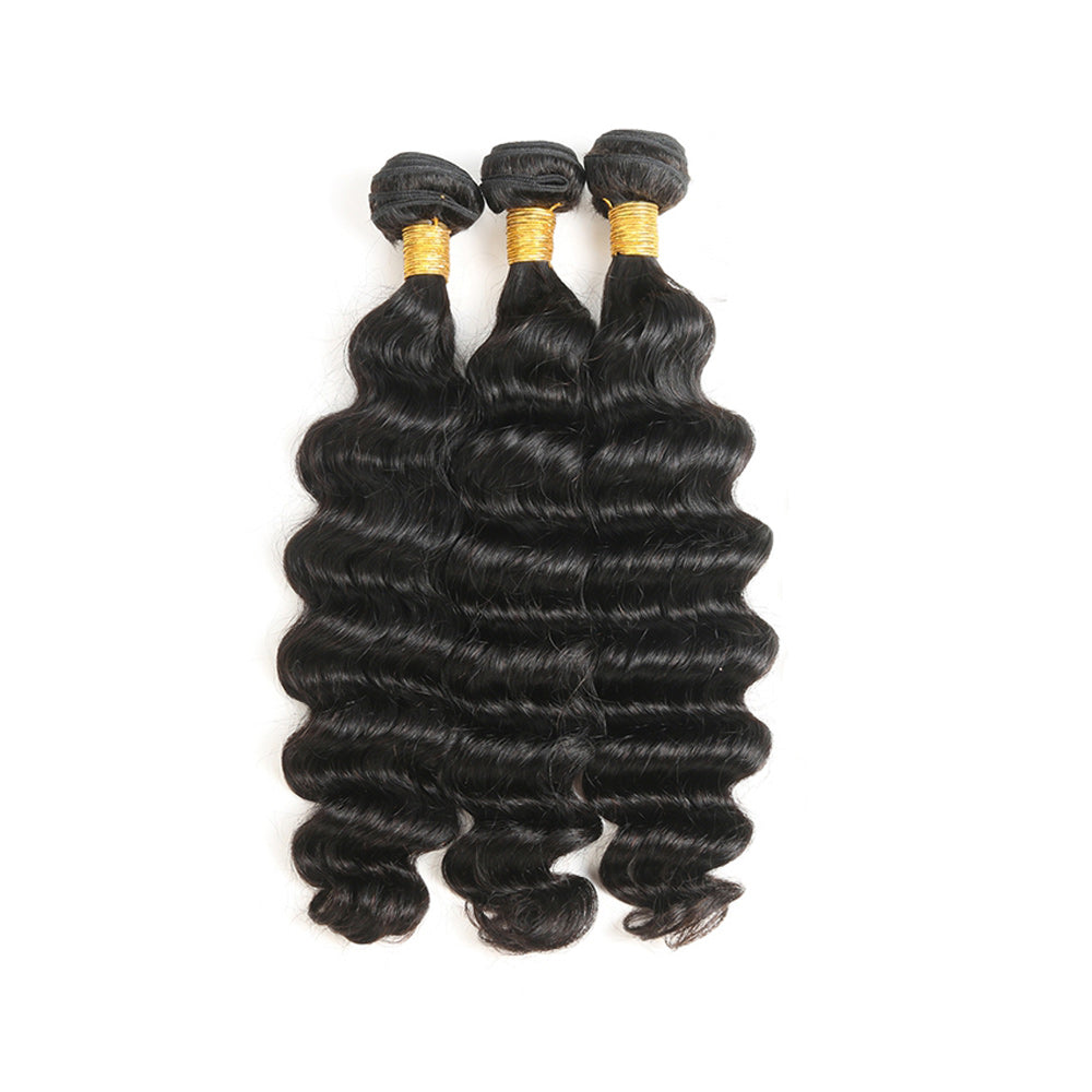 Exclusive 12A Loose Deep Curly 100% Virgin Human Hair(100grams/bundle) Natural Black - Virgin Hair Bundle