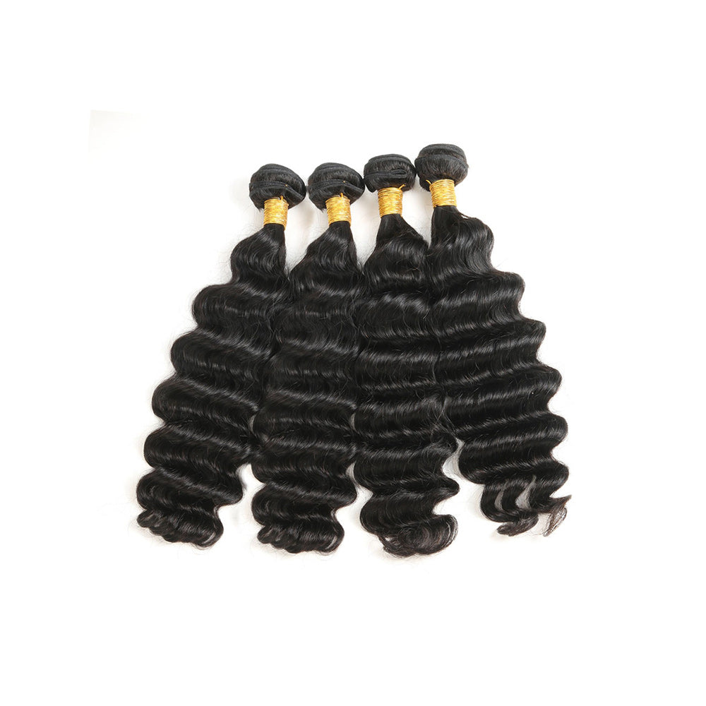 Exclusive 12A Loose Deep Curly 100% Virgin Human Hair(100grams/bundle) Natural Black - Virgin Hair Bundle