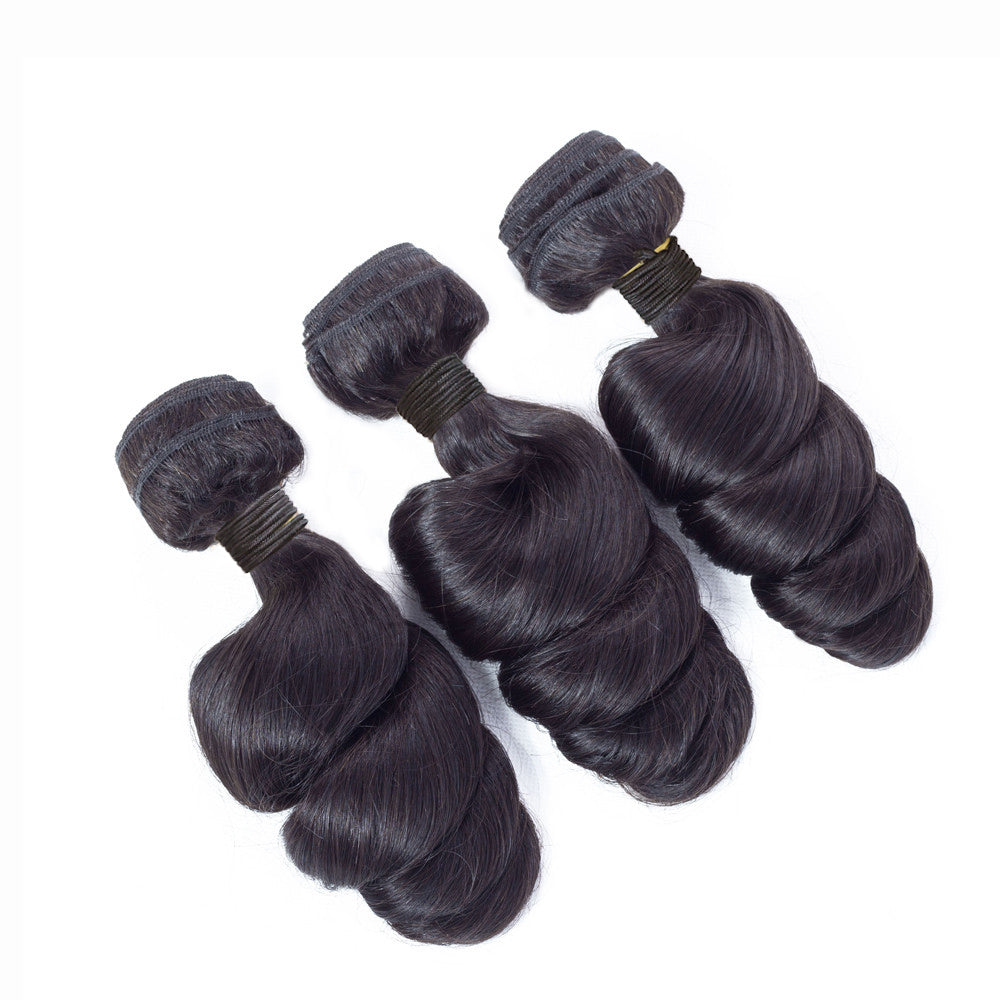 Exclusive 12A Loose Wave 100% Virgin Human Hair(100grams/bundle) Natural Black - Virgin Hair Bundle