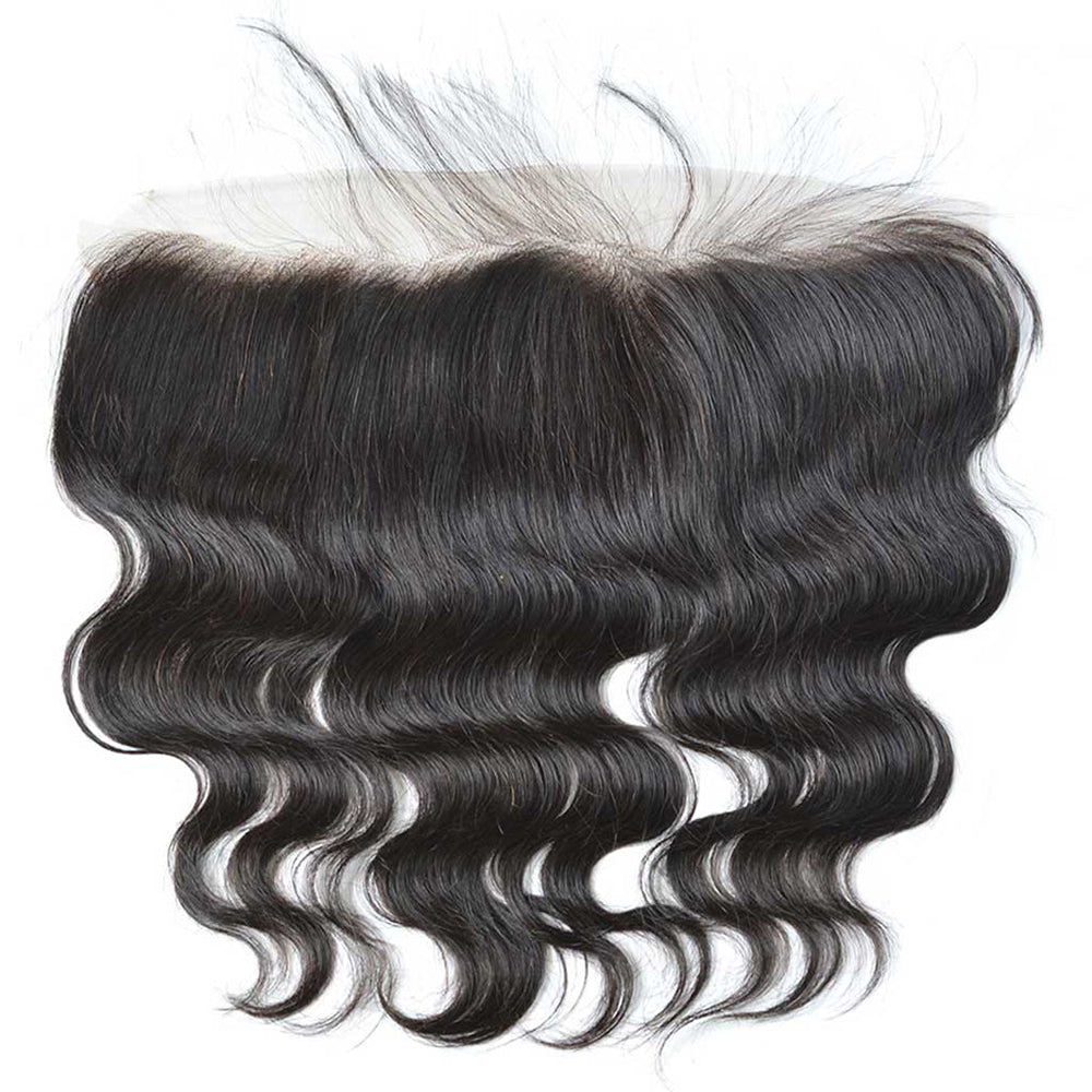 Free Shipping 3 Pcs 12A Bundles With One 13*4 Transparent Frontal (Body Wave) Virgin Human Hair Natural Black #1B