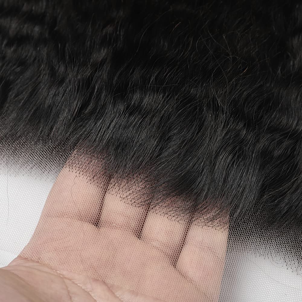 Kinky Straight 13*4 Transparent Lace Frontal #1B Natural Black - Frontal