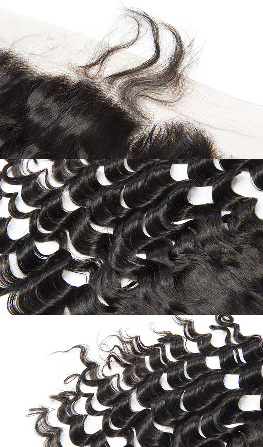 Loose Deep Curly 13*4 Transparent Lace Frontal #1B Natural Black - Frontal