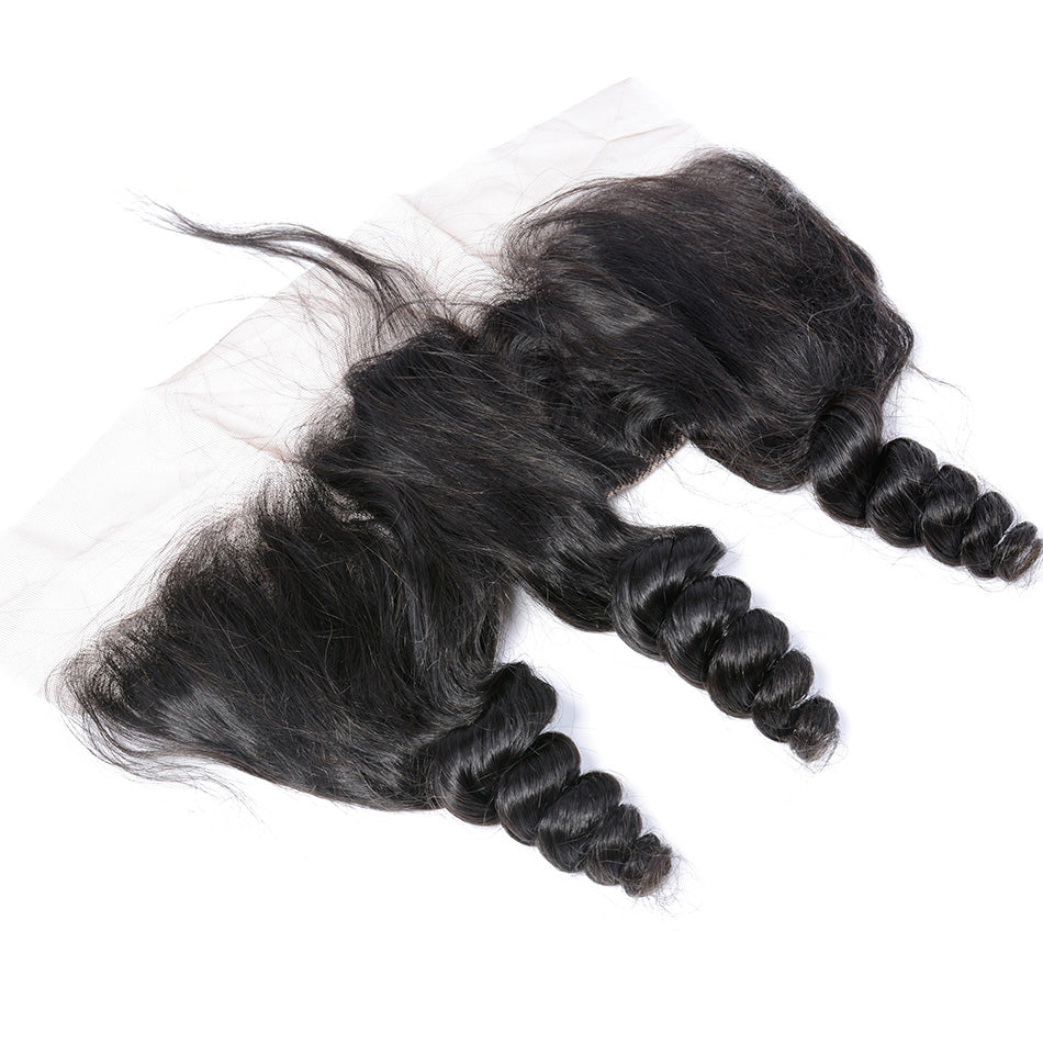 Loose Wave 13*4 Transparent Lace Frontal #1B Natural Black - Frontal