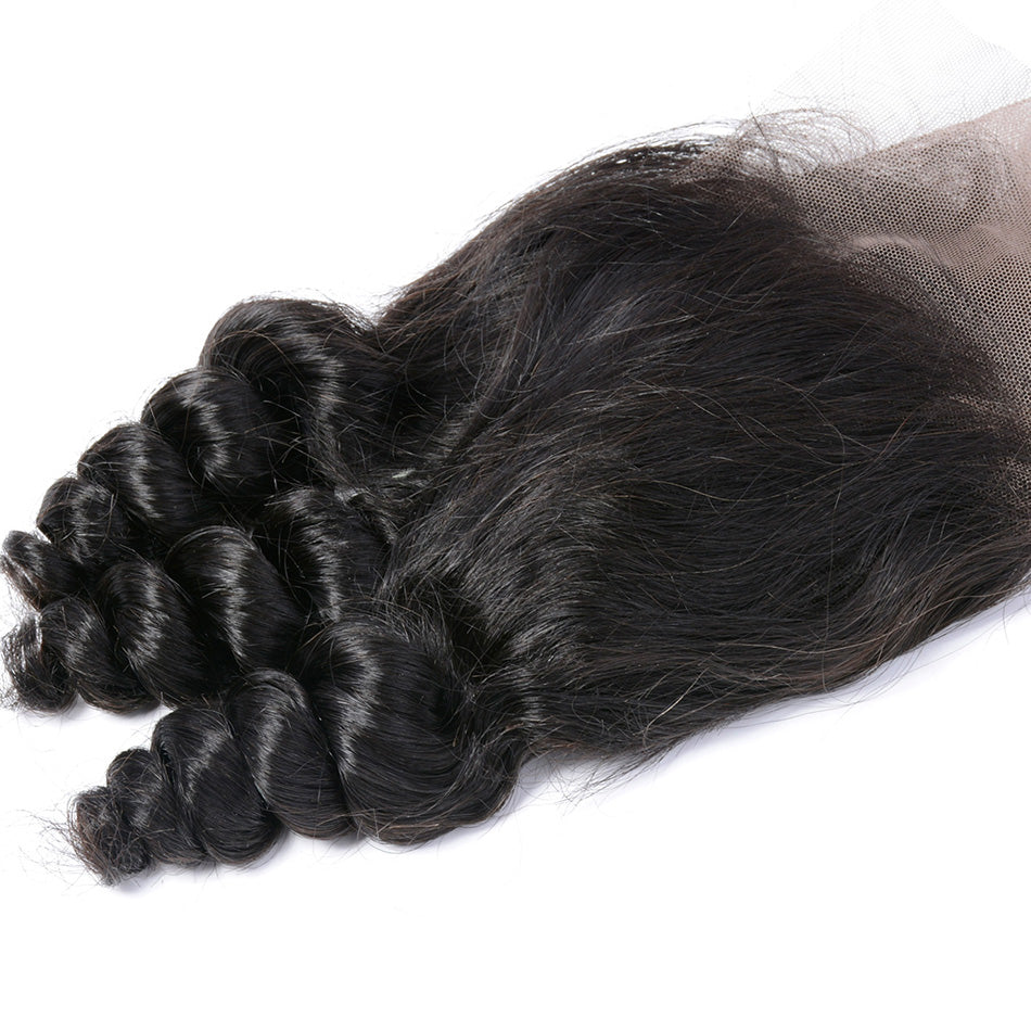 Loose Wave 13*4 Transparent Lace Frontal #1B Natural Black - Frontal