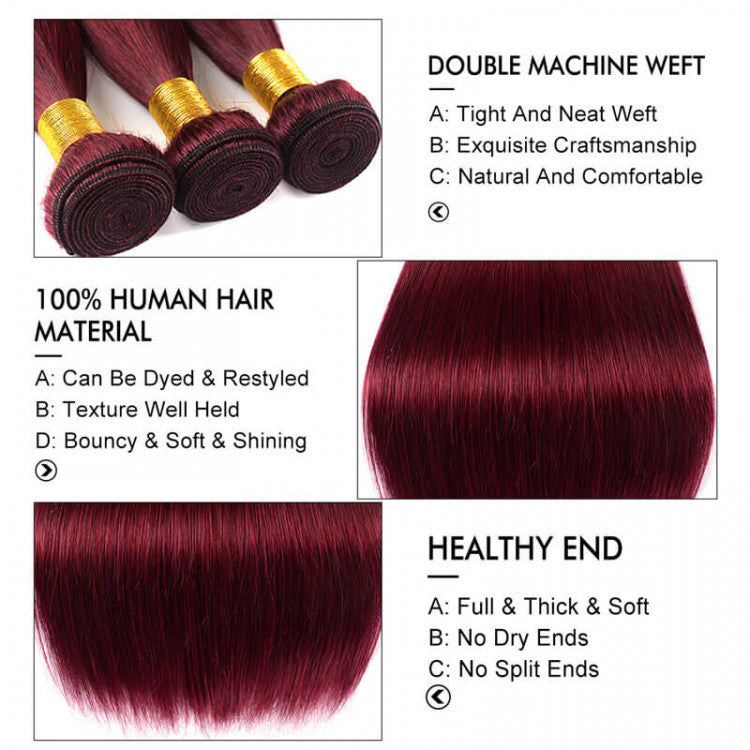 Luxury Straight 100% Human Hair #99J (100grams/bundle) - Virgin Hair Bundle