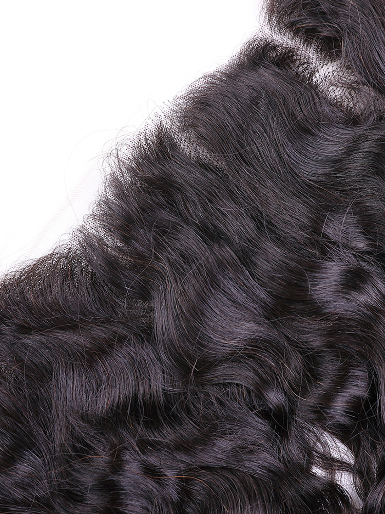 Natural Curly 13*4 Transparent Lace Frontal #1B Natural Black - Frontal