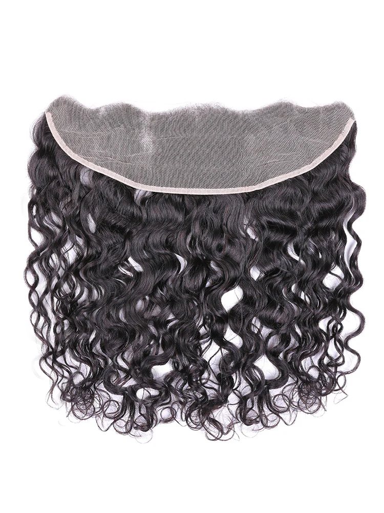 Natural Curly 13*4 Transparent Lace Frontal #1B Natural Black - Frontal