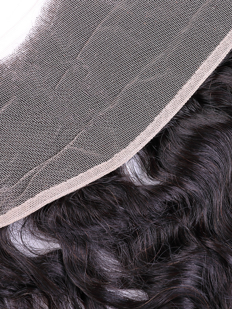 Natural Curly 13*4 Transparent Lace Frontal #1B Natural Black - Frontal