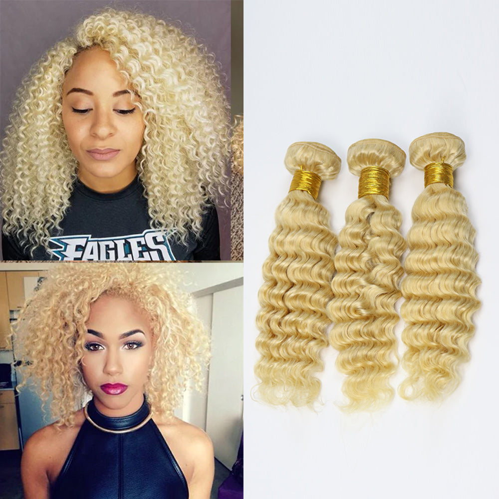 Platinum #613 Deep Wave Blonde Hair Bundle (100grams/bundle) - Virgin Hair Bundle