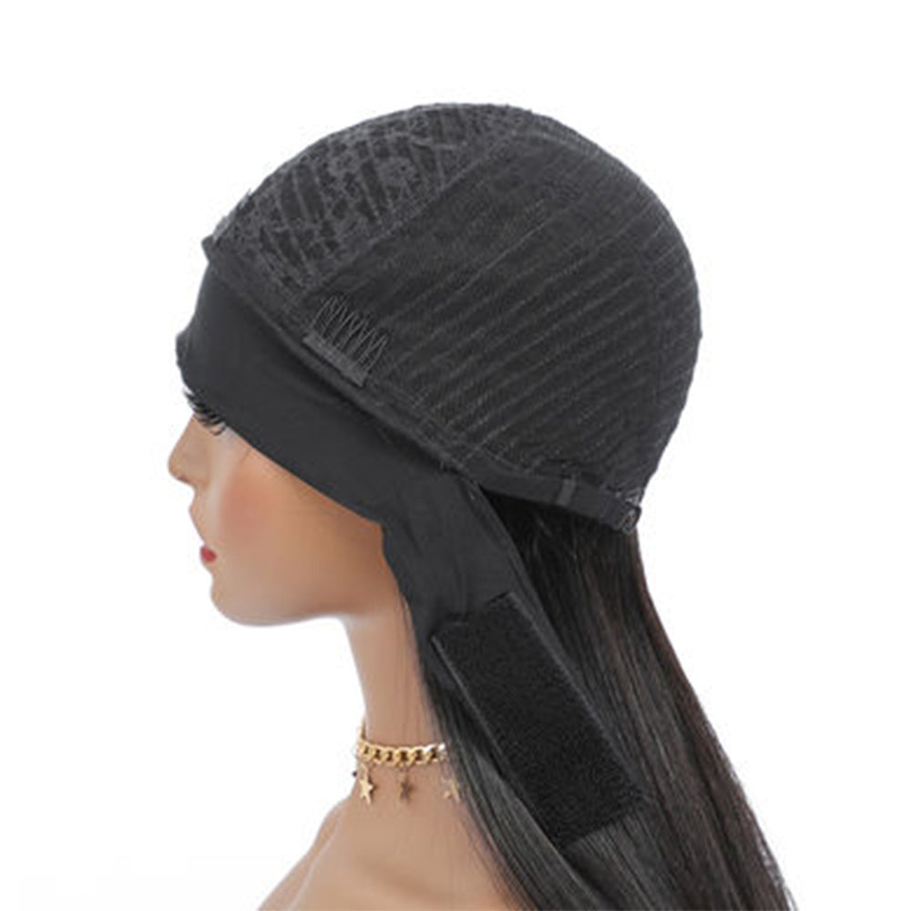 Straight #1B Natural Black Flexible 180% Density Beginner Friendly Headband Wig - Headband Wig