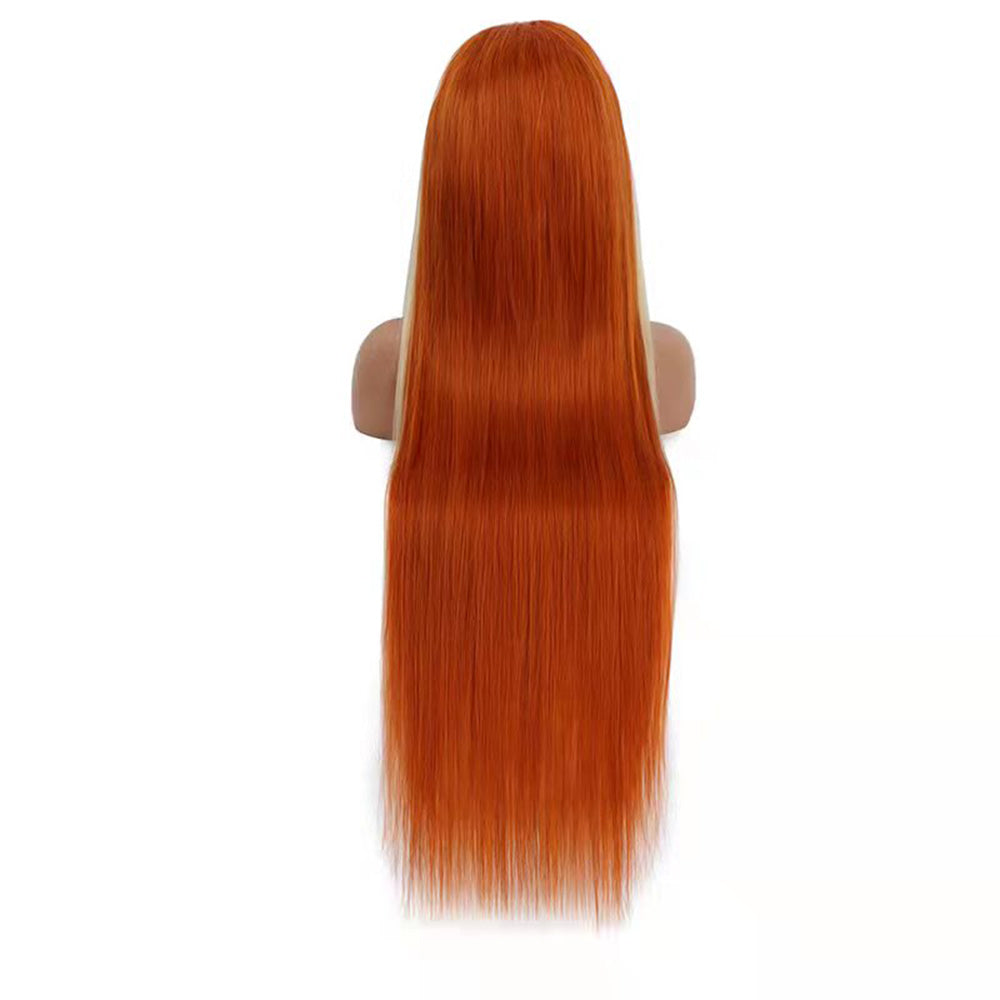 Straight #613/350 Blond Front/Orange Back Highlight Full 13*4 Frontal Lace Wig Color Wig Free Shipping - Frontal Wig
