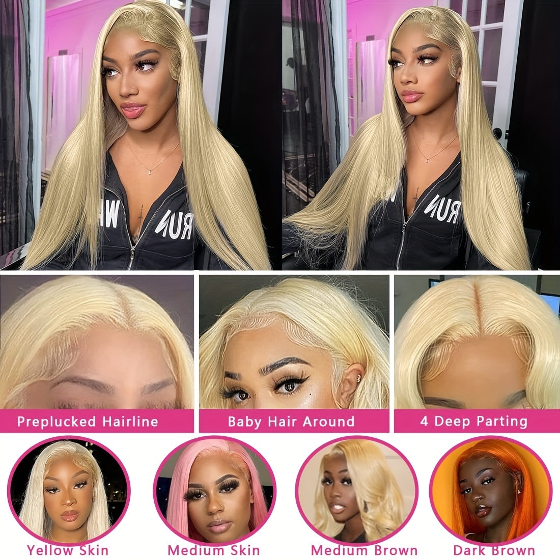 Straight #613 Blonde Color Wig Full 13x4 Transparent Frontal Lace Wig Human Hair - Frontal Wig