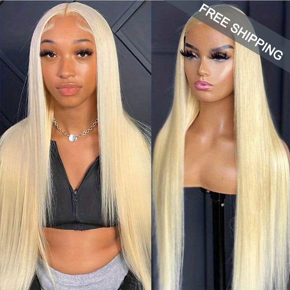 Straight #613 Blonde Color Wig Full 13x4 Transparent Frontal Lace Wig Human Hair Free Shipping - Frontal Wig