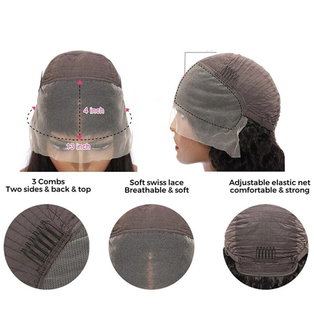 Straight Full 13x4 Frontal transparent Lace Wig #1B Natural Black Free Shipping - Frontal Wig