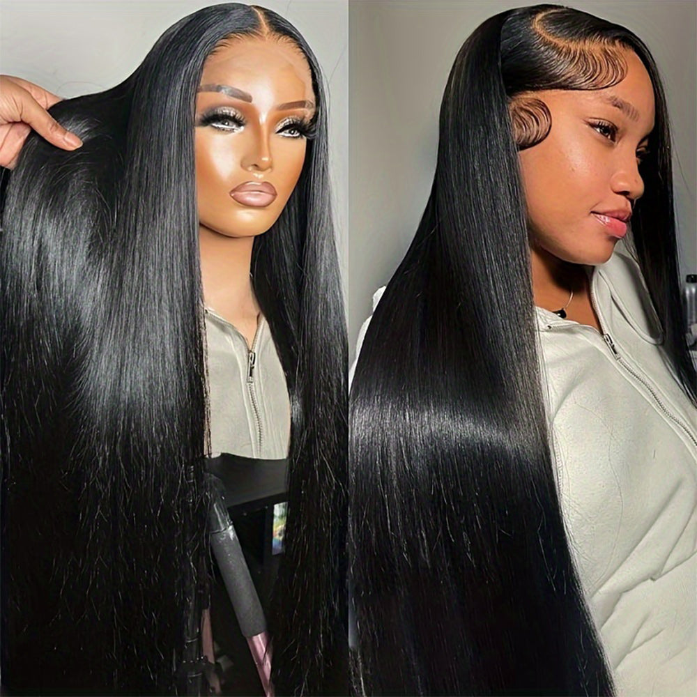Straight Full 13x6 Frontal transparent Lace Wig #1B Natural Black - Frontal Wig
