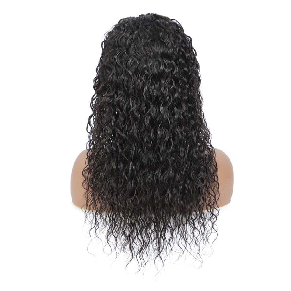 Water Wave Full 13x4 Frontal transparent Lace Wig #1B Natural Black Free Shipping - Frontal Wig