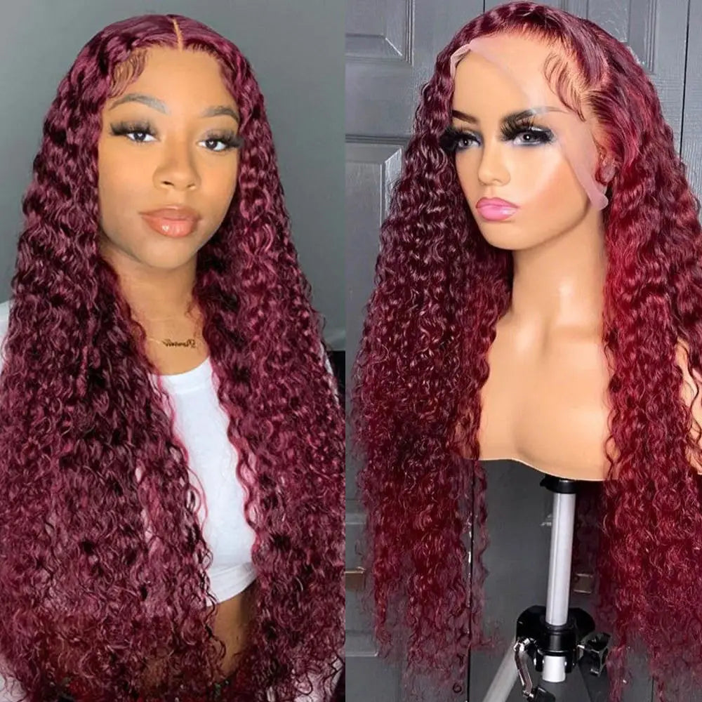 #99J Water Wave Full 13x4 Frontal transparent Lace Wig Color Wig Free Shipping