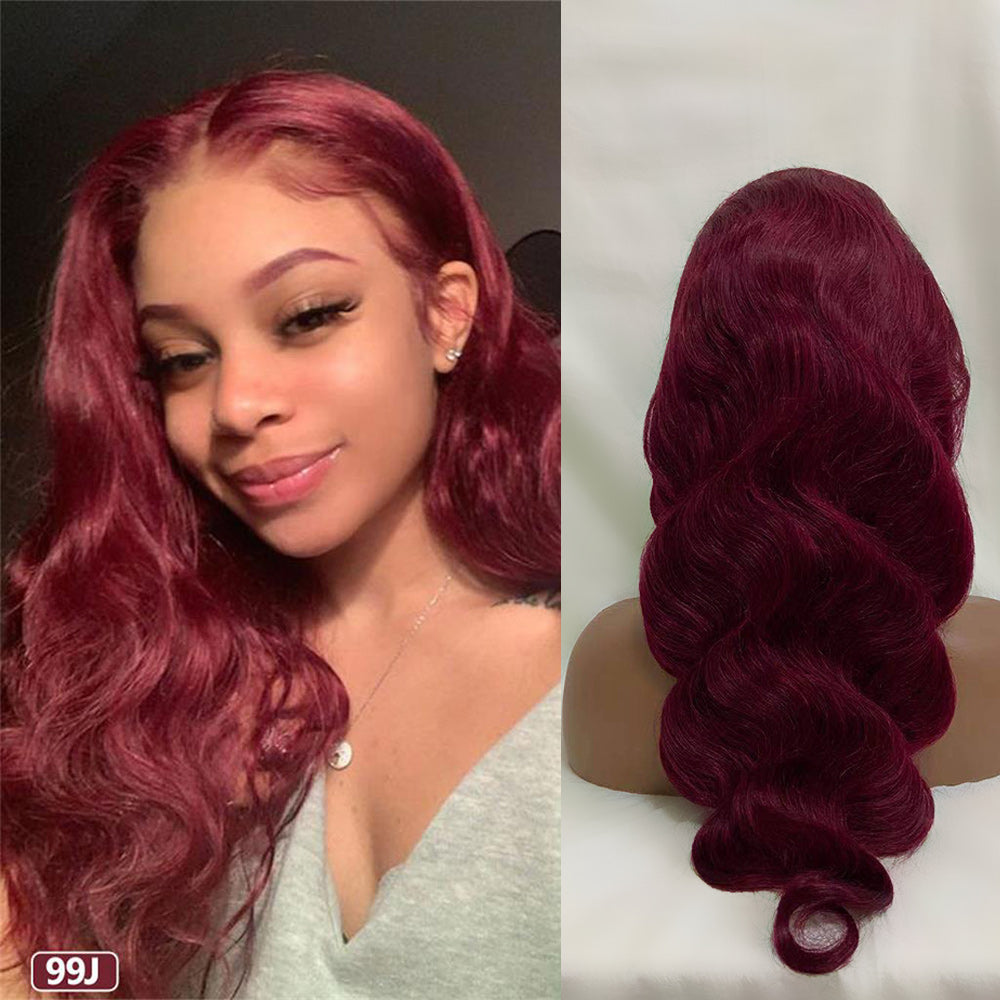 #99J Body Wave Full 13x4 Frontal transparent Lace Wig Color Wig - Frontal Wig