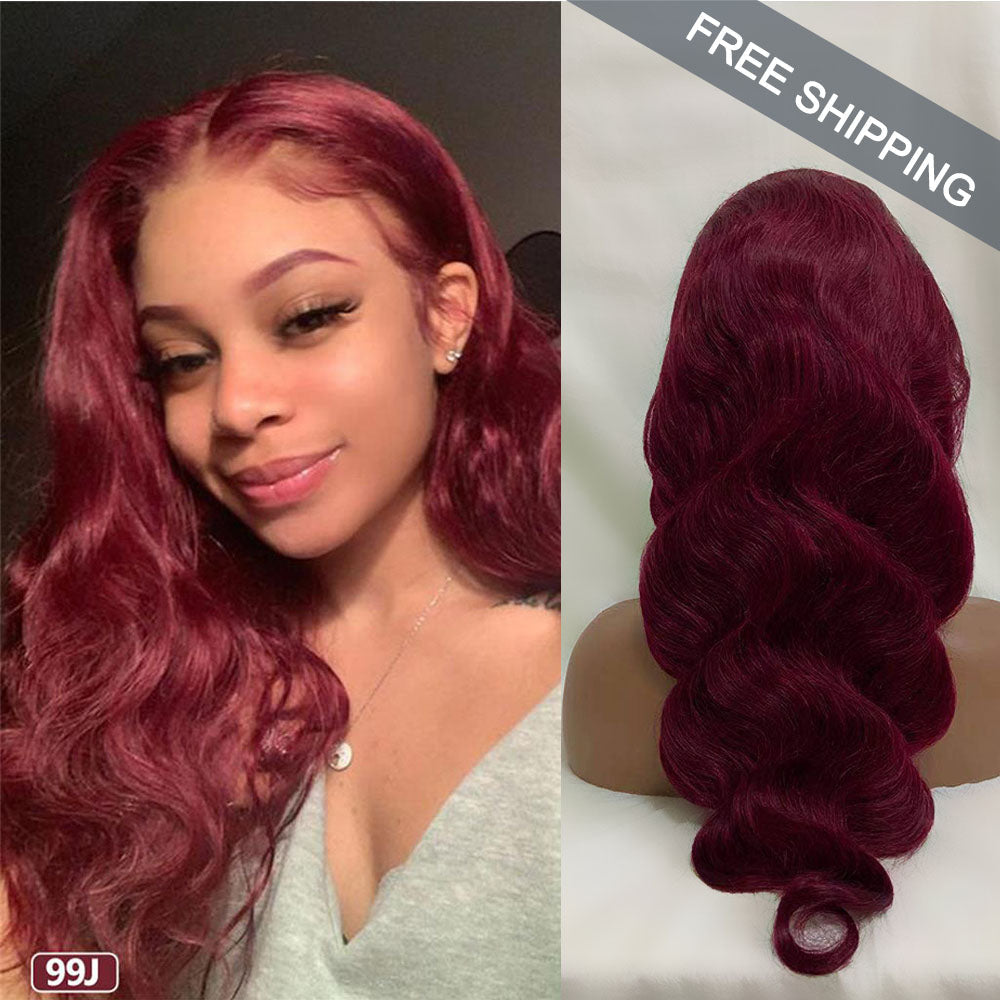 #99J Body Wave Full 13x4 Frontal transparent Lace Wig Color Wig Free Shipping - Frontal Wig