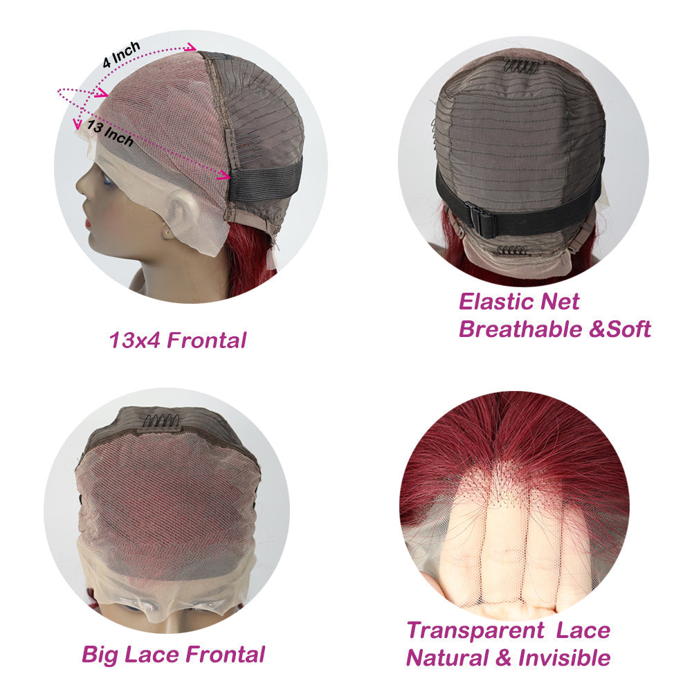 #99J Depp Wave Full 13x4 Frontal transparent Lace Wig Color Wig Free Shipping - Frontal Wig