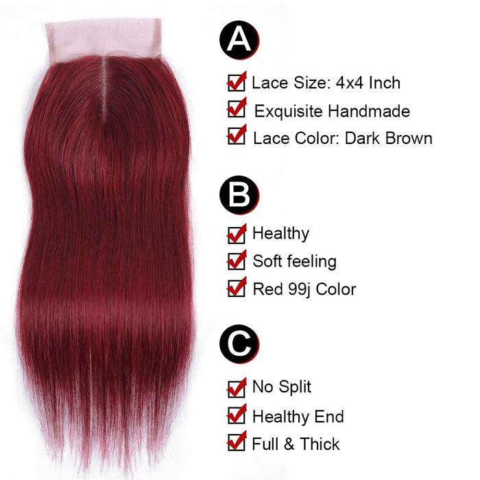 #99J Straight 4*4 Transparent Lace Closure - Closure