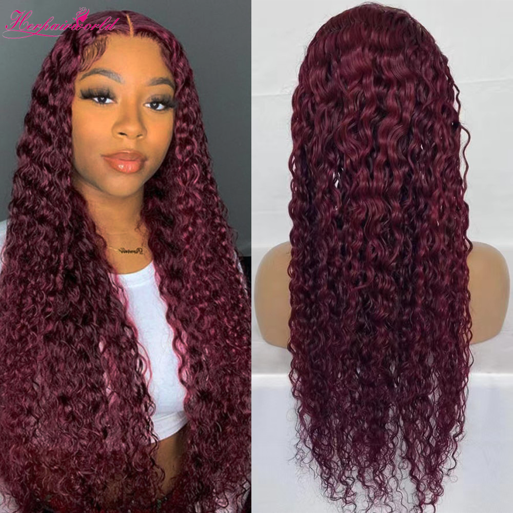 #99J Water Wave Full 13x4 Frontal transparent Lace Wig Color Wig - Frontal Wig