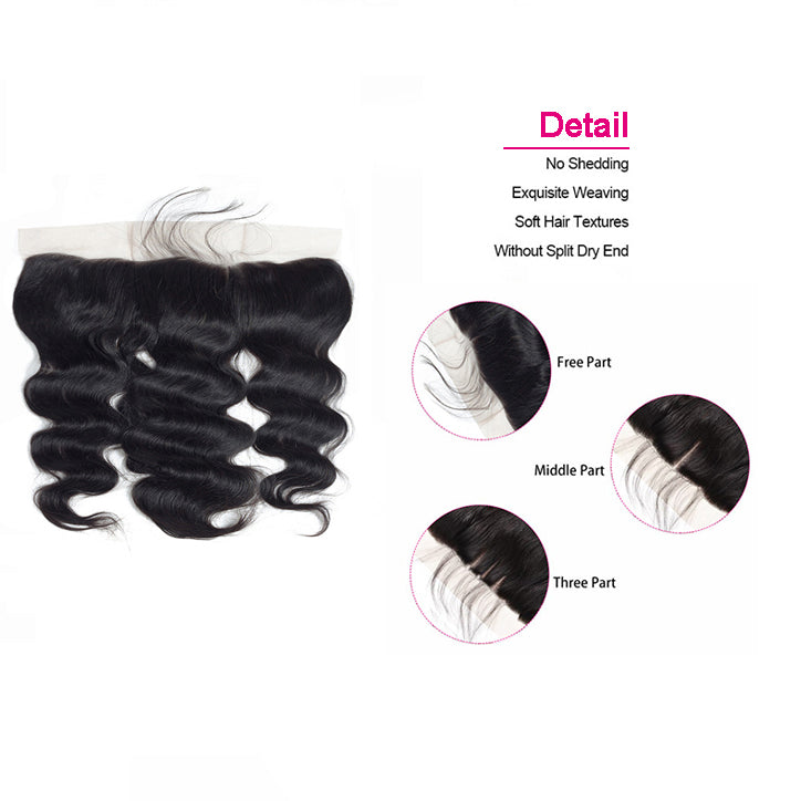 Body Wave 13*4 Transparent Lace Frontal #1B Natural Black - Frontal