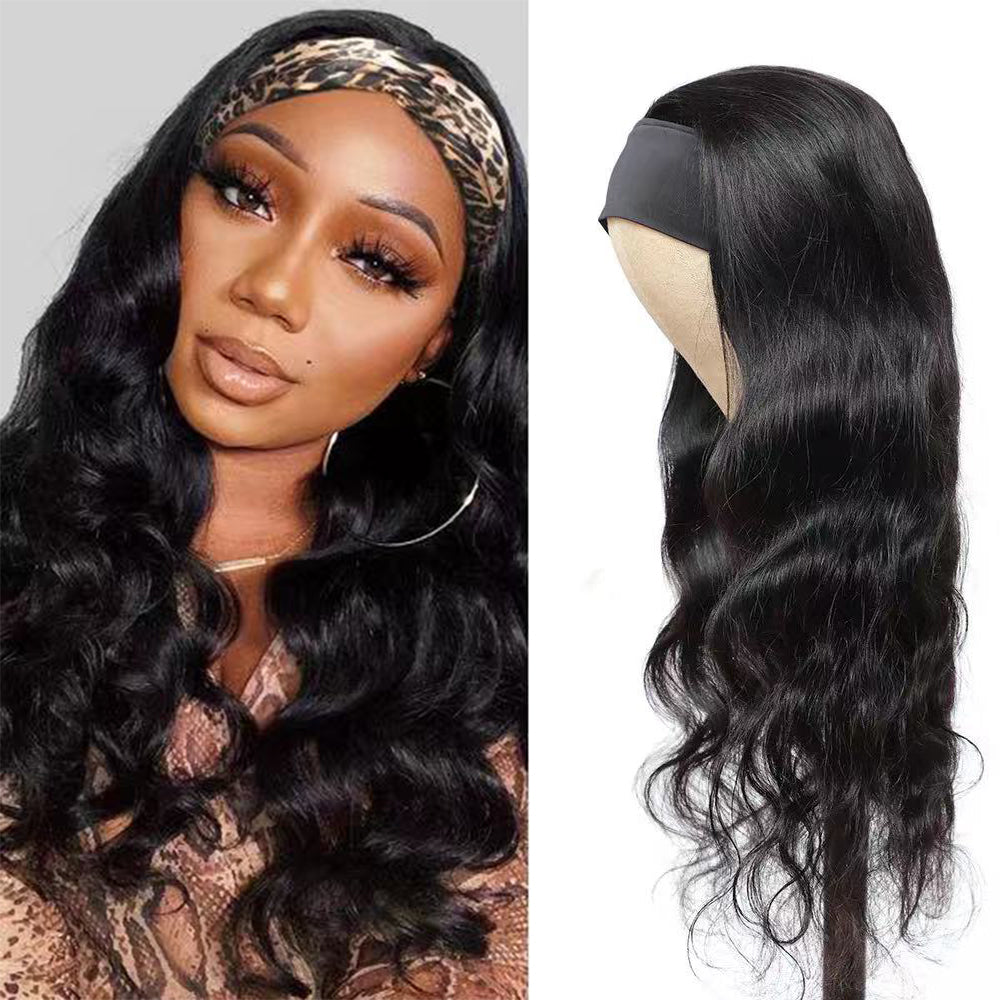 Body Wave #1B Natural Black Flexible 180% Density Beginner Friendly Headband Wig - Headband Wig